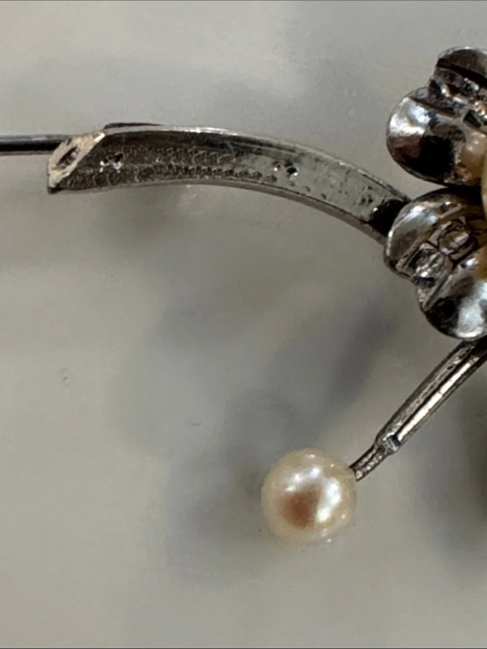 Sterling Silver Floral Pearl Accents Brooch Pin